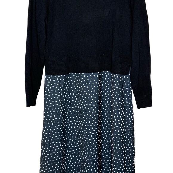 Hailey Lyn Black Long Sleeve Maxi Sweater Dress Size M Polka Dot Knit Round Neck - Picture 6 of 11